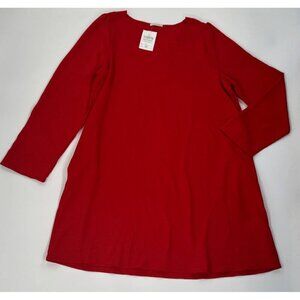 Cotton Bleu Dress Womens Large Red Lightweight Long Sleeve Boutique Pockets NEW